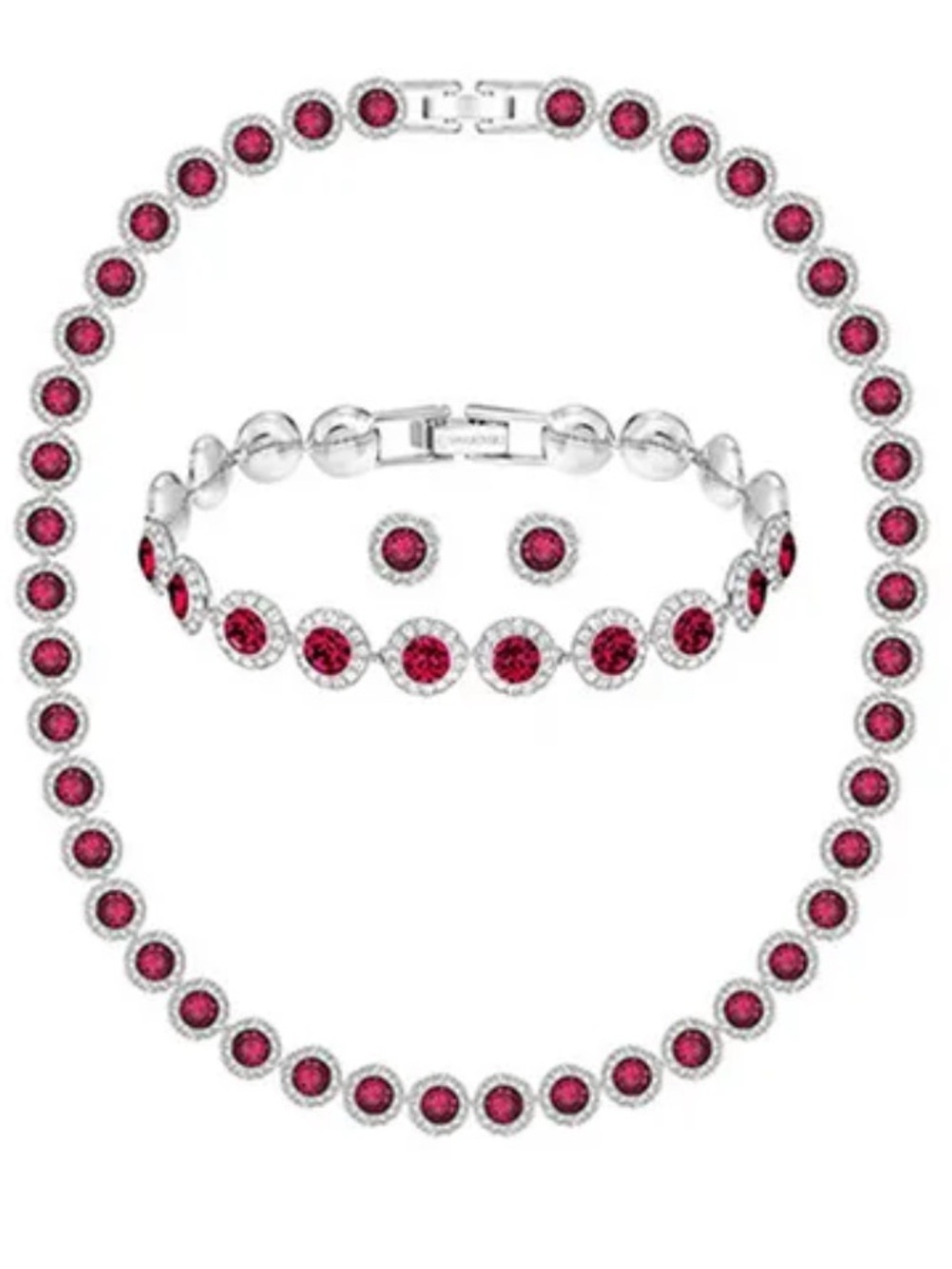 Swarovski Angelic Collection Silver Necklace with Red and Clear Crystals - Picture 2 of 11